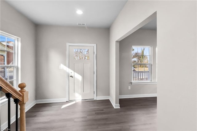 foyer featuring dark hardwood / wood-style flooring