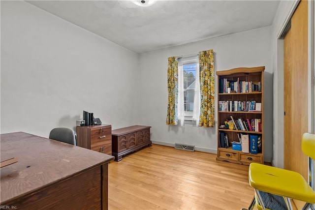 office area featuring light wood-type flooring