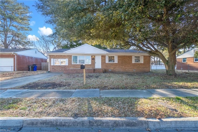 view of single story home