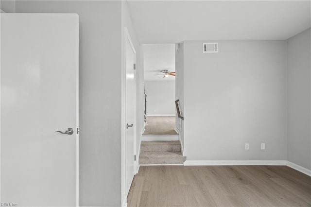 interior space with light hardwood / wood-style flooring