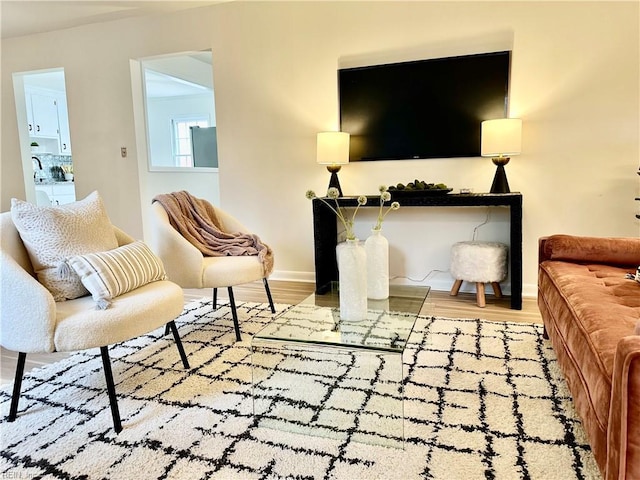 living area with light wood-type flooring