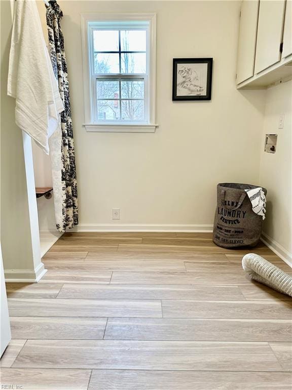 interior space with light hardwood / wood-style floors