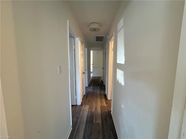 hall with dark wood-type flooring