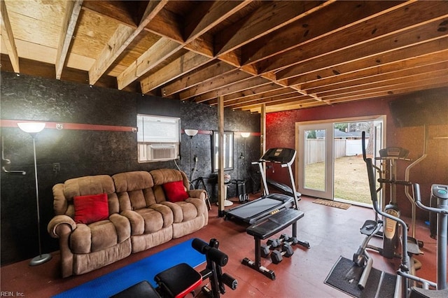 exercise room featuring cooling unit