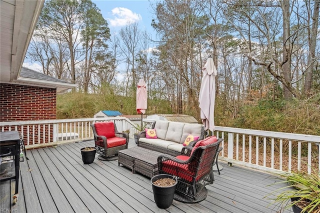 deck with an outdoor living space