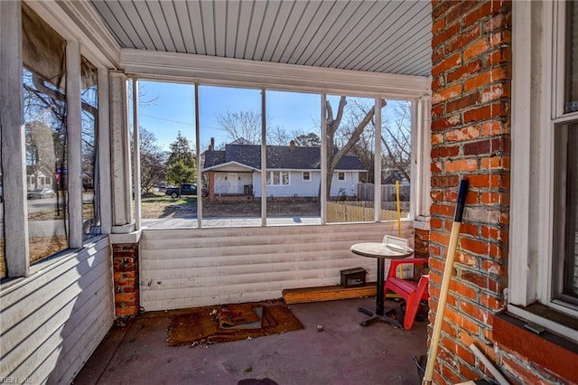 view of unfurnished sunroom