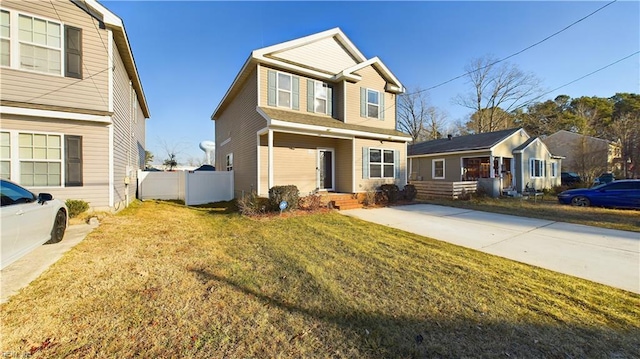 view of front facade with a front lawn