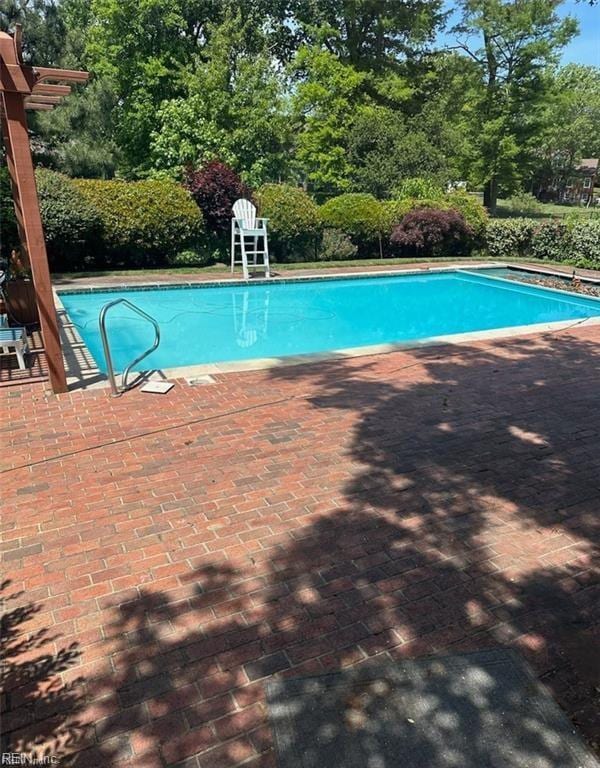 view of swimming pool with a patio area