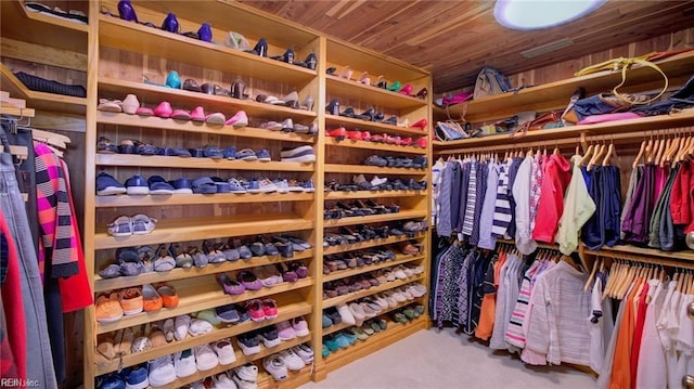 spacious closet featuring carpet flooring