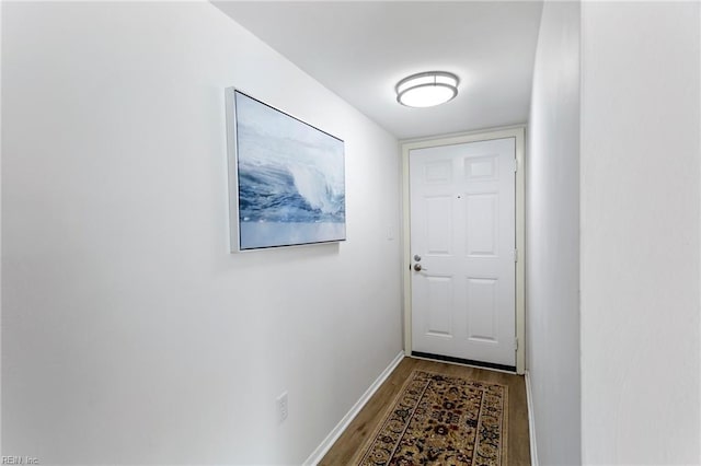 doorway to outside featuring wood-type flooring