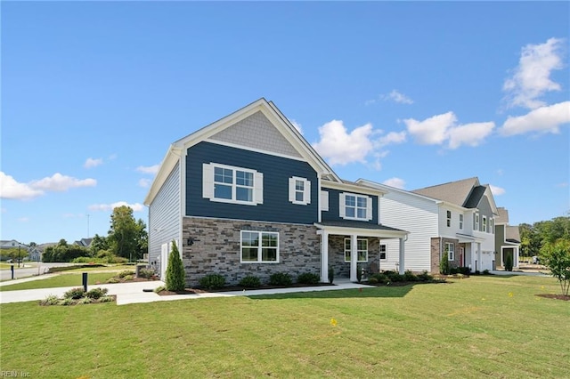 view of front of property with a front lawn