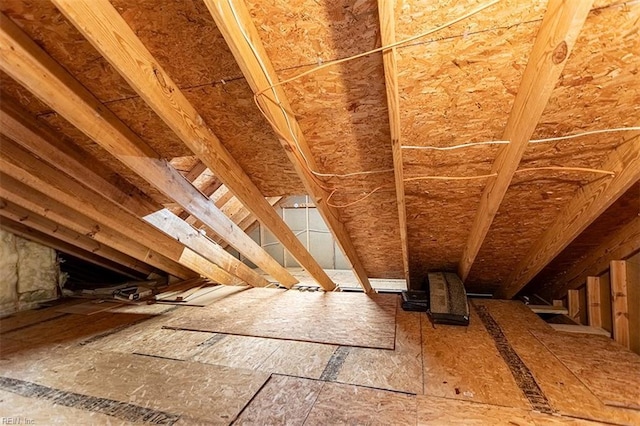 view of unfinished attic