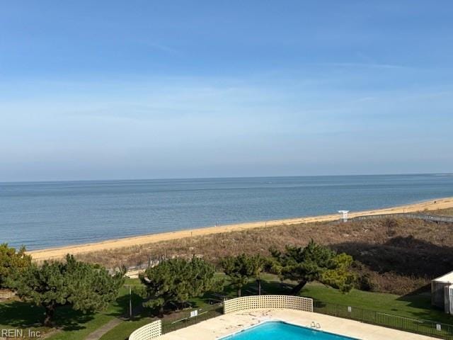 view of water feature featuring a beach view