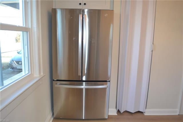 kitchen with stainless steel fridge