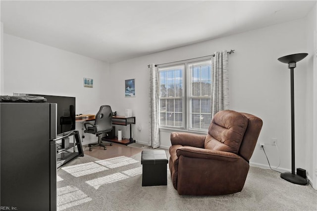 view of carpeted home office