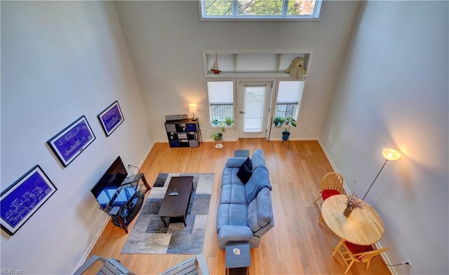 living room with light hardwood / wood-style floors