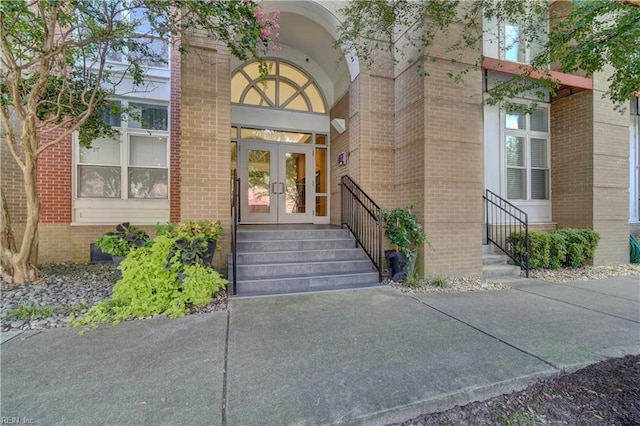 doorway to property featuring french doors