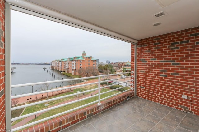 balcony with a water view