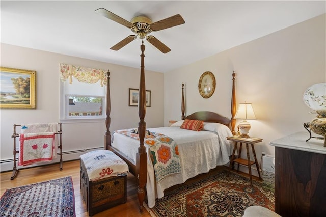 bedroom featuring ceiling fan and hardwood / wood-style floors