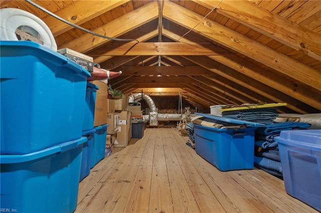 view of unfinished attic