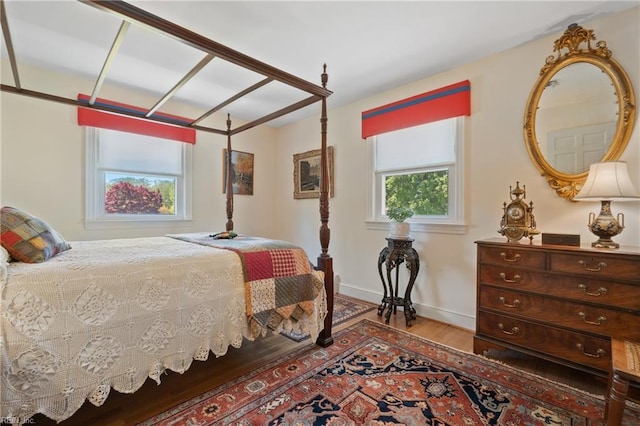 bedroom with light hardwood / wood-style flooring