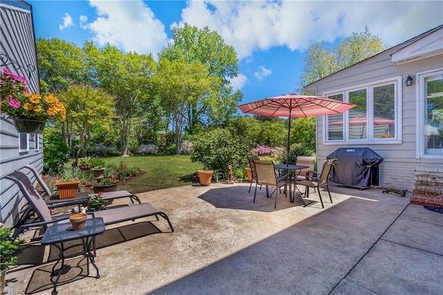 view of patio / terrace featuring a grill