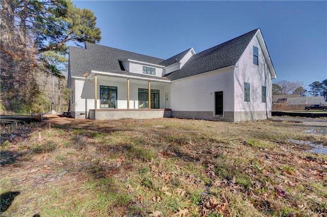 back of house with covered porch