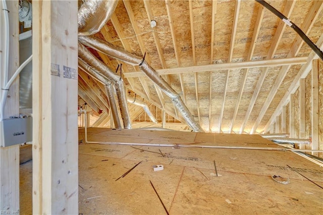 view of unfinished attic