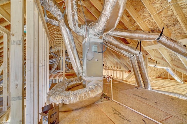 view of unfinished attic