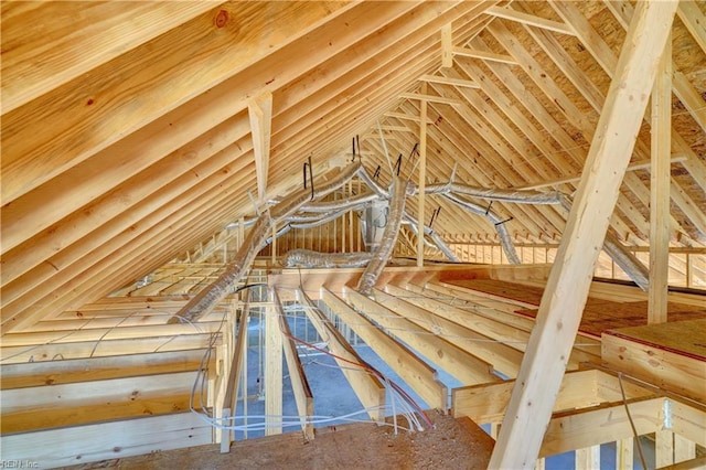 view of unfinished attic