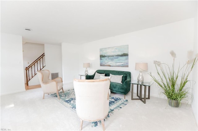 living room with carpet floors