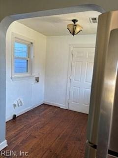 interior space with dark hardwood / wood-style flooring