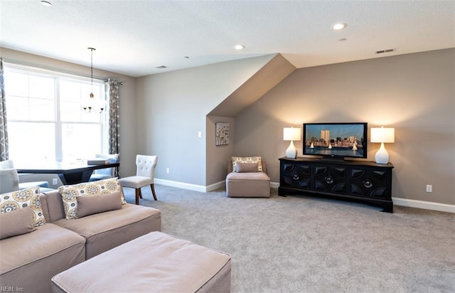 living room featuring carpet floors