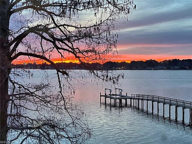 dock area featuring a water view