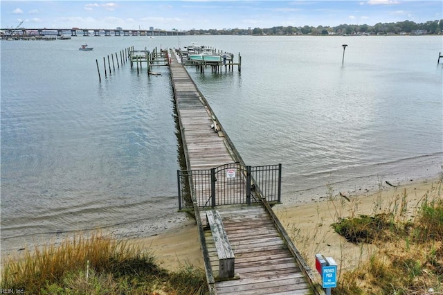 view of dock featuring a water view