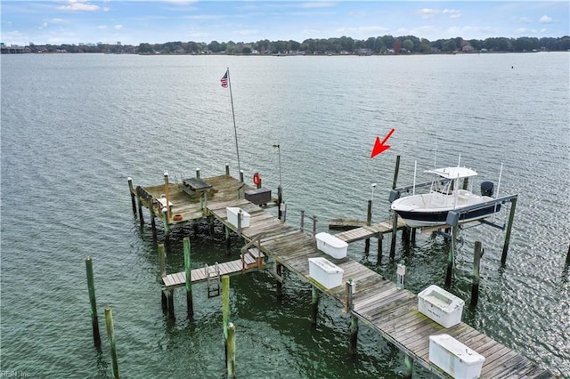 view of dock featuring a water view