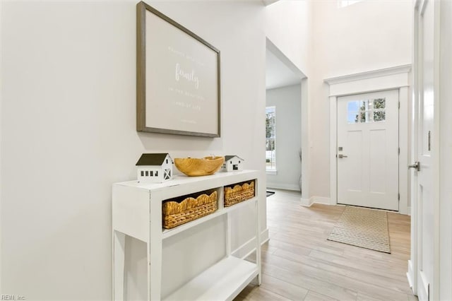 foyer with light hardwood / wood-style floors