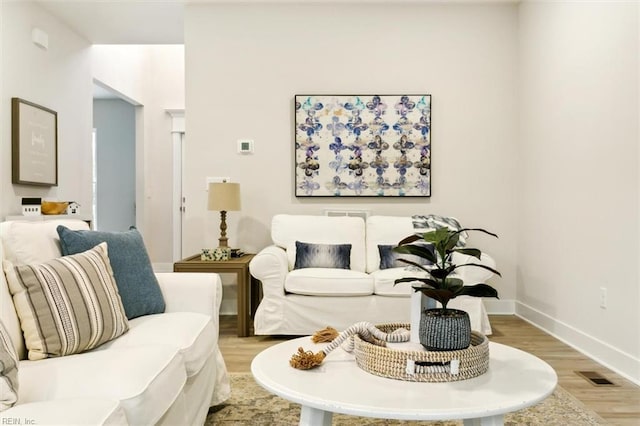 living room with light wood-type flooring