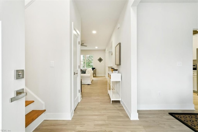 hall featuring light hardwood / wood-style floors