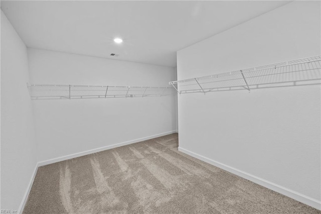 spacious closet with light colored carpet