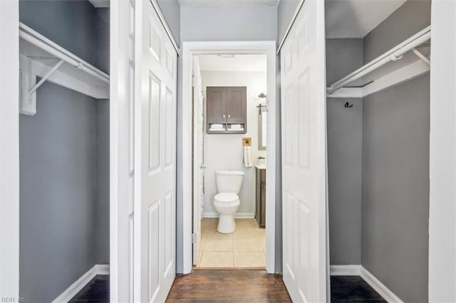 interior space with dark hardwood / wood-style floors