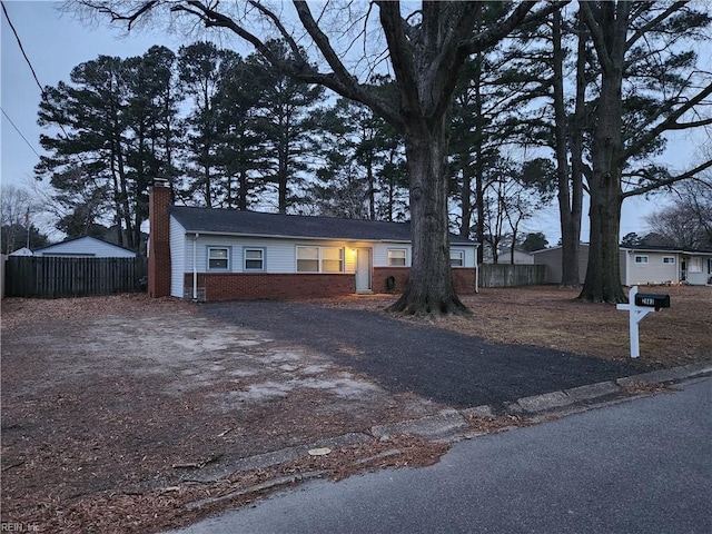 view of single story home