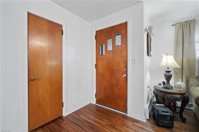 entryway with dark hardwood / wood-style floors