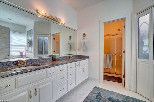 bathroom featuring vanity and tile patterned floors