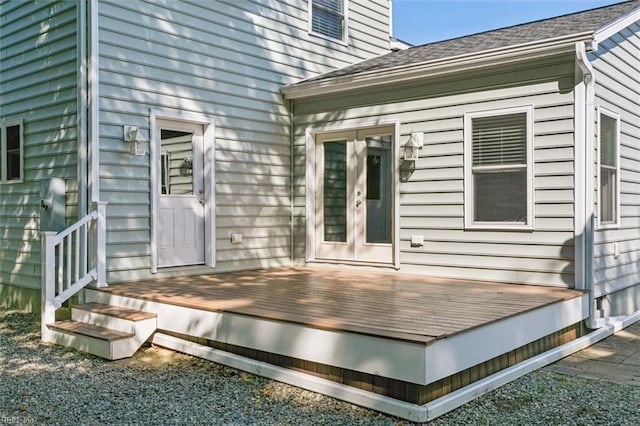 property entrance featuring french doors and a deck