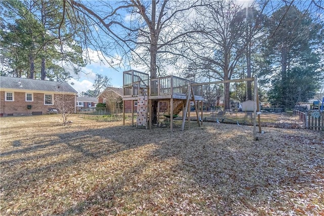 view of yard with a playground