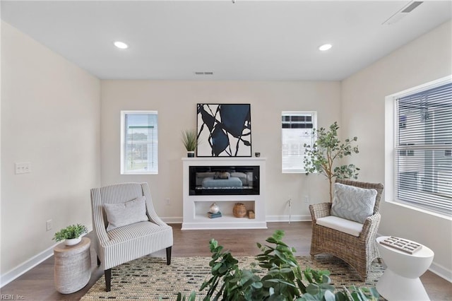 living area featuring hardwood / wood-style floors