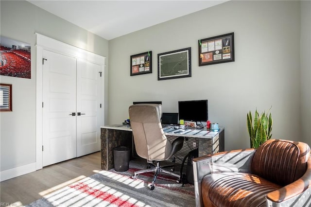 office with light hardwood / wood-style flooring