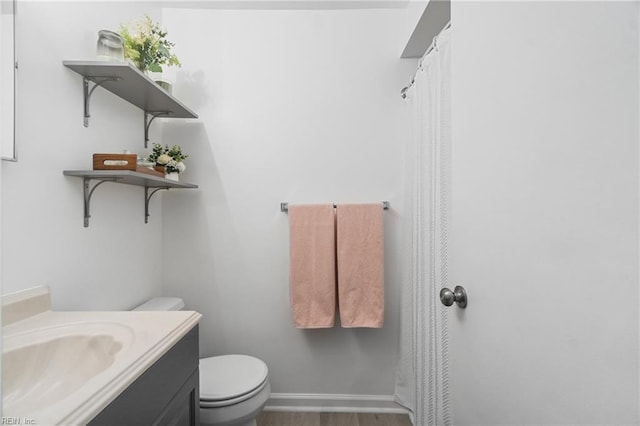 bathroom with toilet and vanity