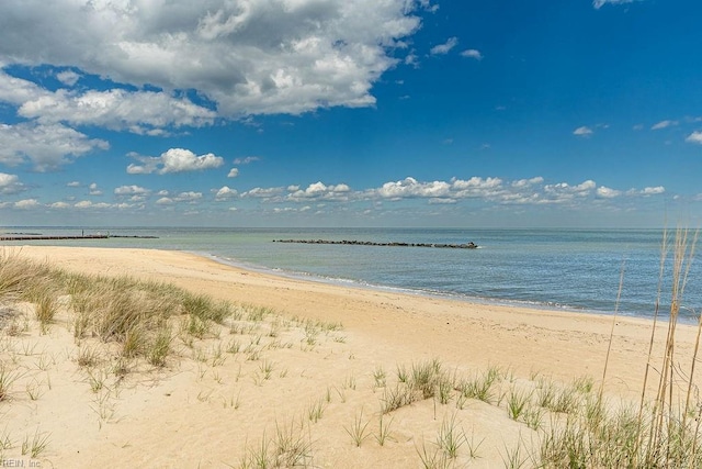 view of water feature featuring a beach view